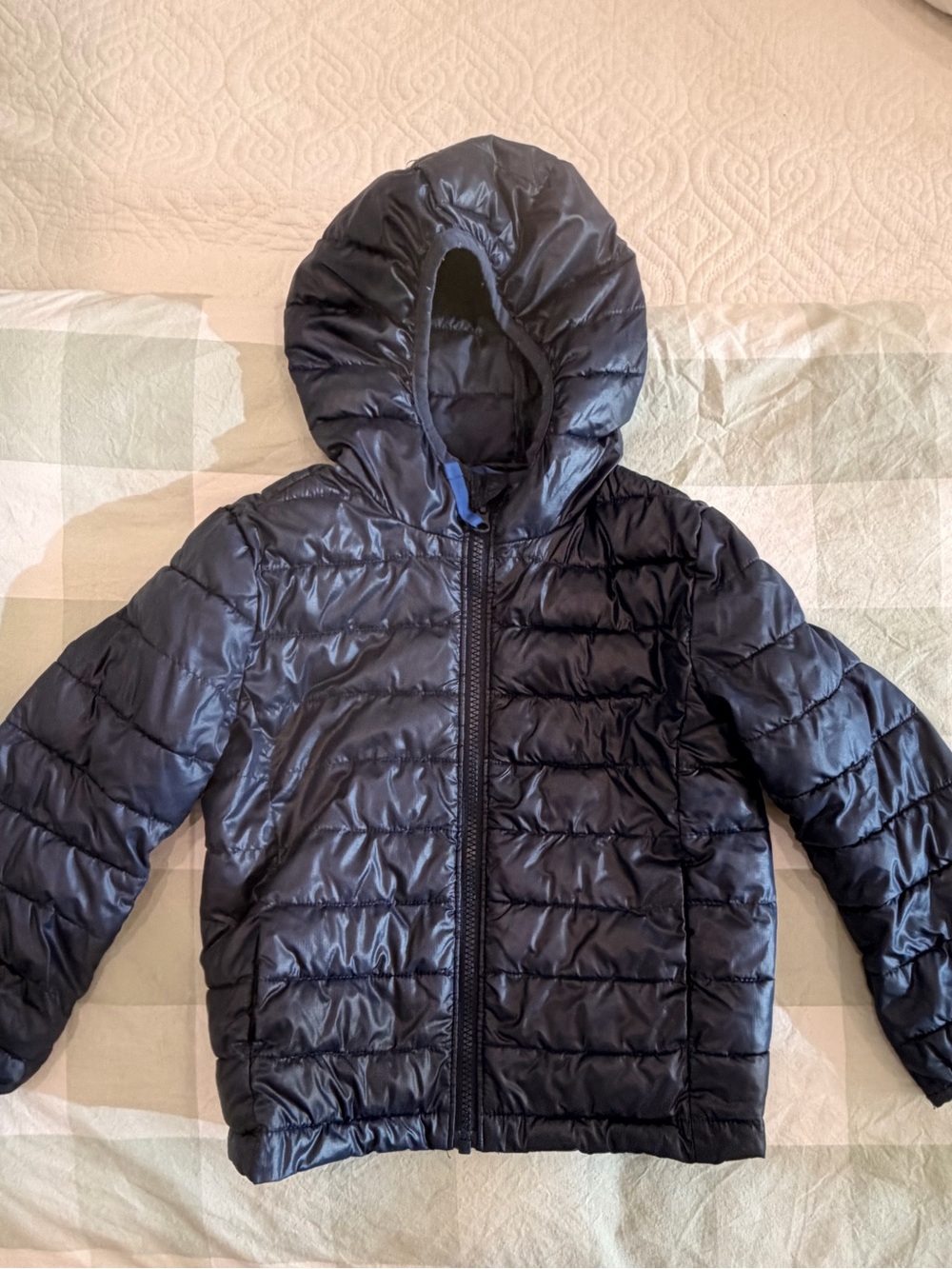 Kids Lightweight Hooded Puffer Jacket - navy